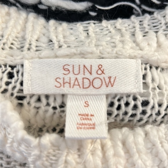 Sun & Shadow Black & White Knit Crewneck Long Sleeve Sweater Size Small New! - Picture 7 of 8